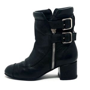 Chanel Black Moto Boots Size 7